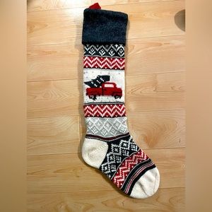 Car With Tree Natural Fair Isle Christmas Stocking